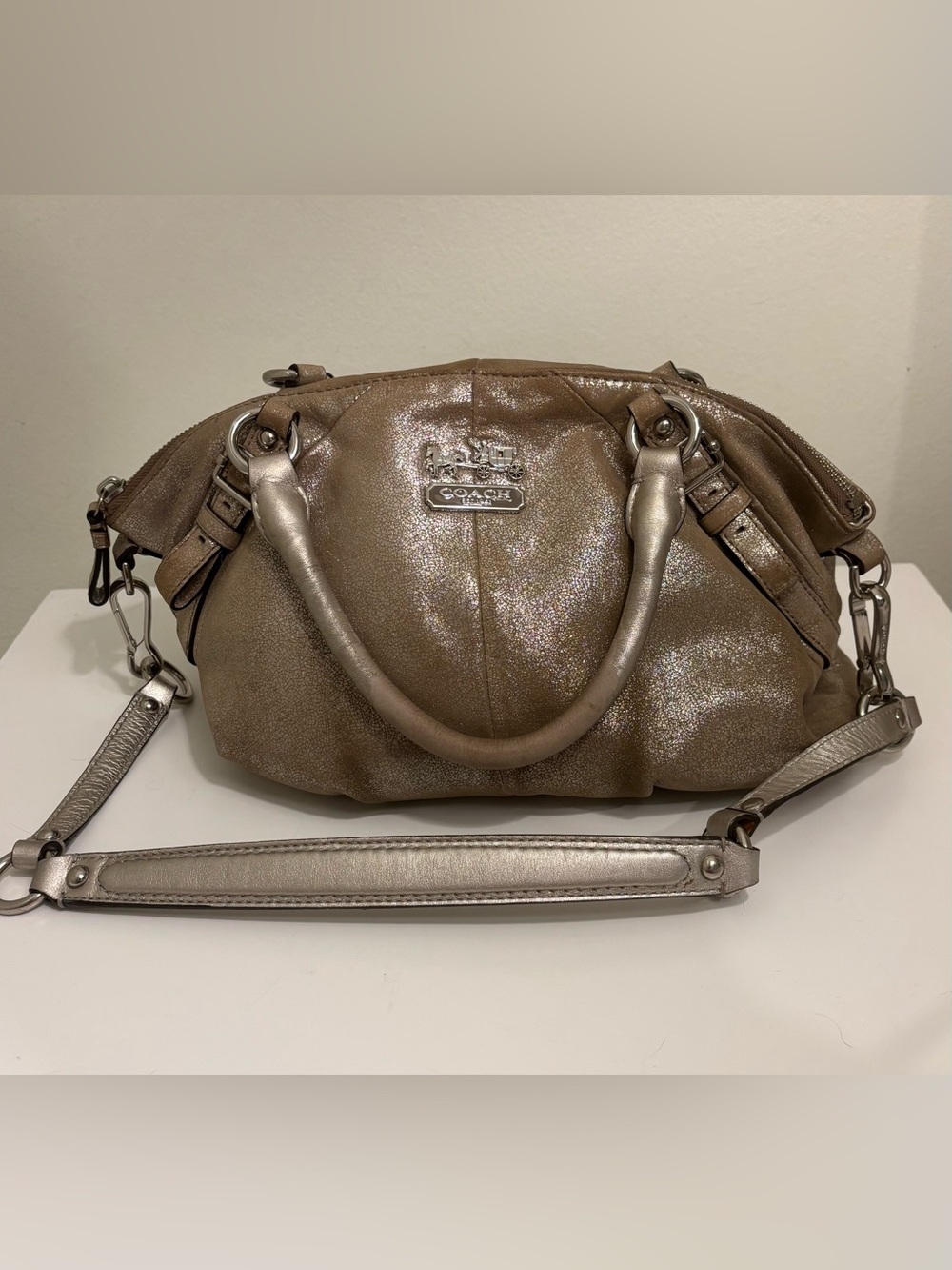 Coach Madison Sophia Metallic Satchel EUC